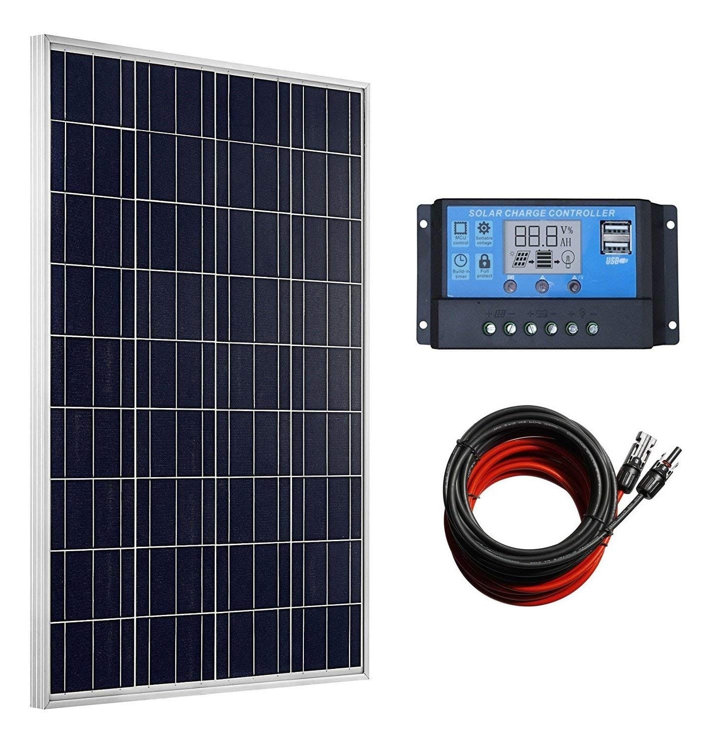 Eco-Worthy 100 W Solar Panel, PWM Charge Controller RV/Boat Kit