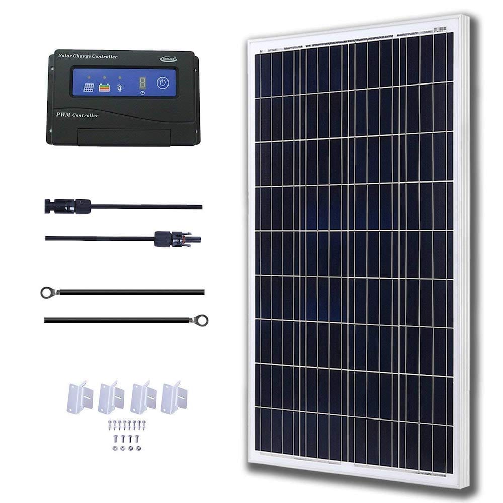 Komaes 100W 12V Solar Panel Kit w/ 20A PWM Charge Controller